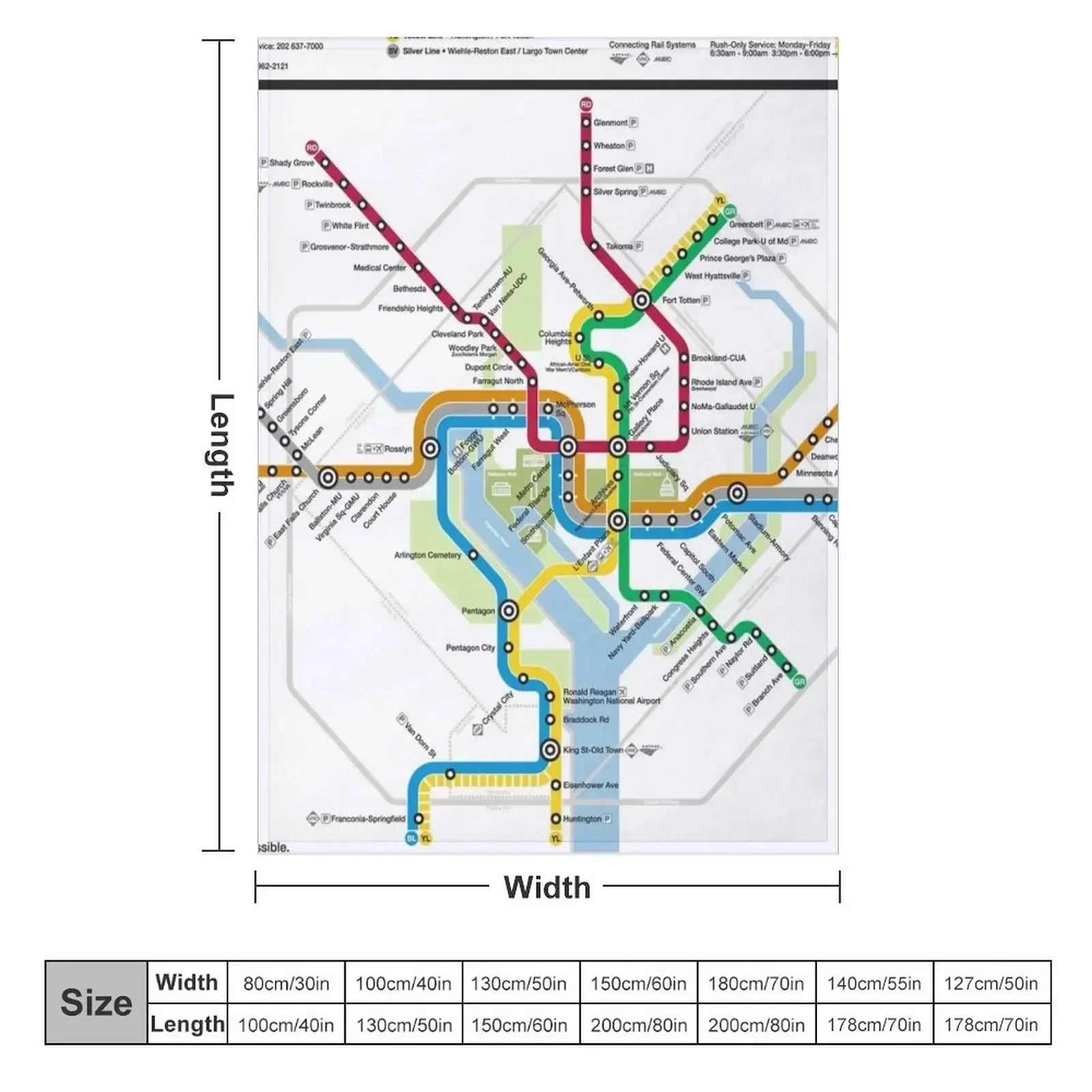 WMATA Metro Map Throw Blanket Loose Bed Fashionable Large Blankets