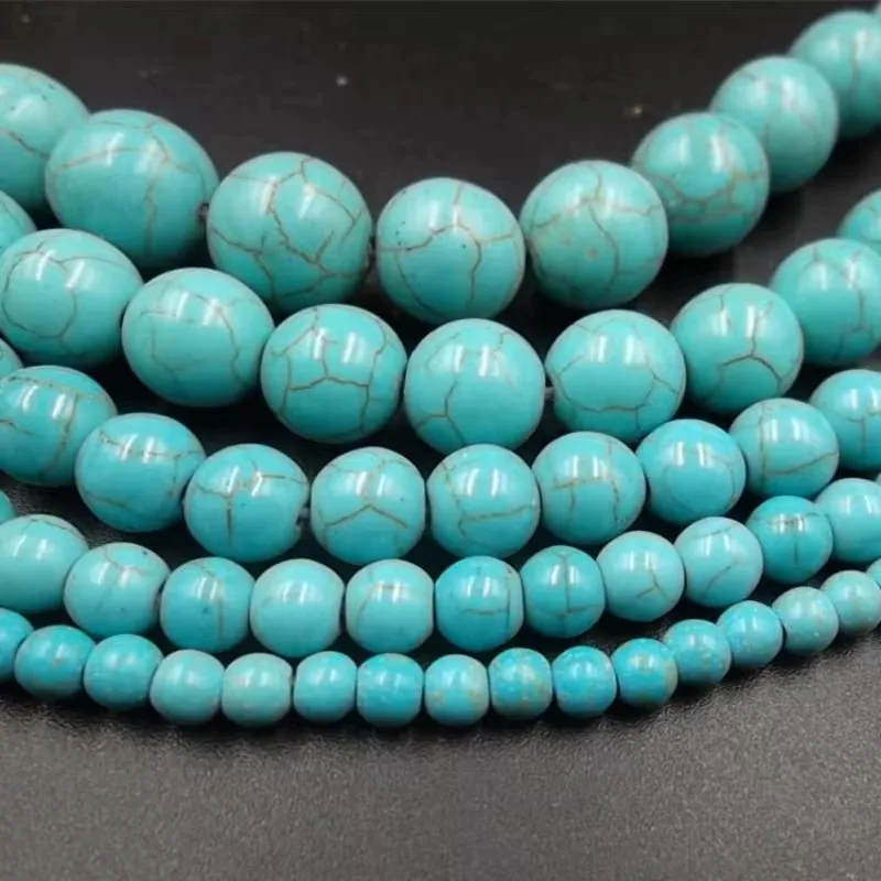 4~16mm Natural Blue Pine Stone Semi-precious Loose Spacer Beads for Charms Jewelry Making DIY Bracelet Necklace Accessories 39cm