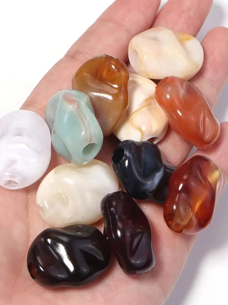 10 Stück/Lot Unregelmäßige Acrylperlen Zweifarbige Wolkenperlen Großlochige lose Spacer-Perlen für die Schmuckherstellung DIY Halskette Armband