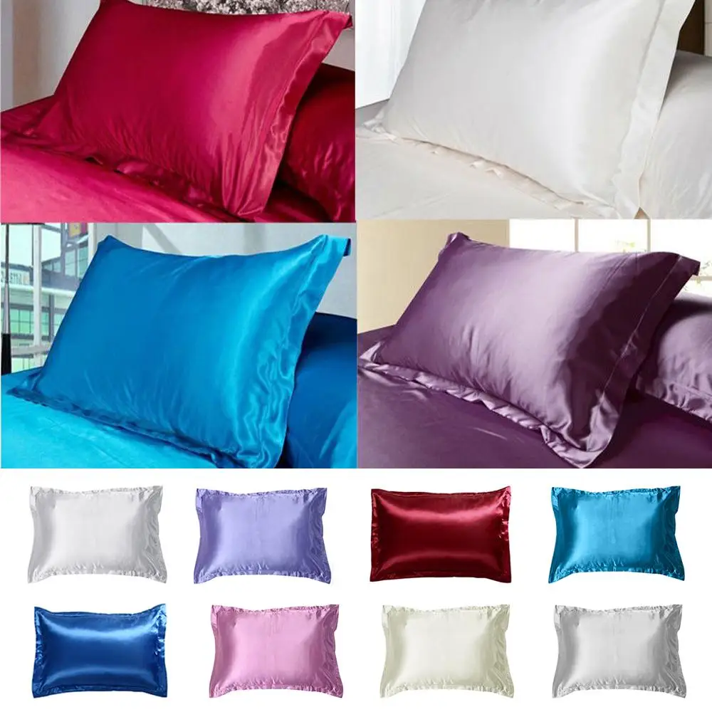 50*70cm Rectangle Queen Throws Multi Colors Satin Pillowcases Imitation Silk Pillow Case Bedroom Decor Cushion Cover