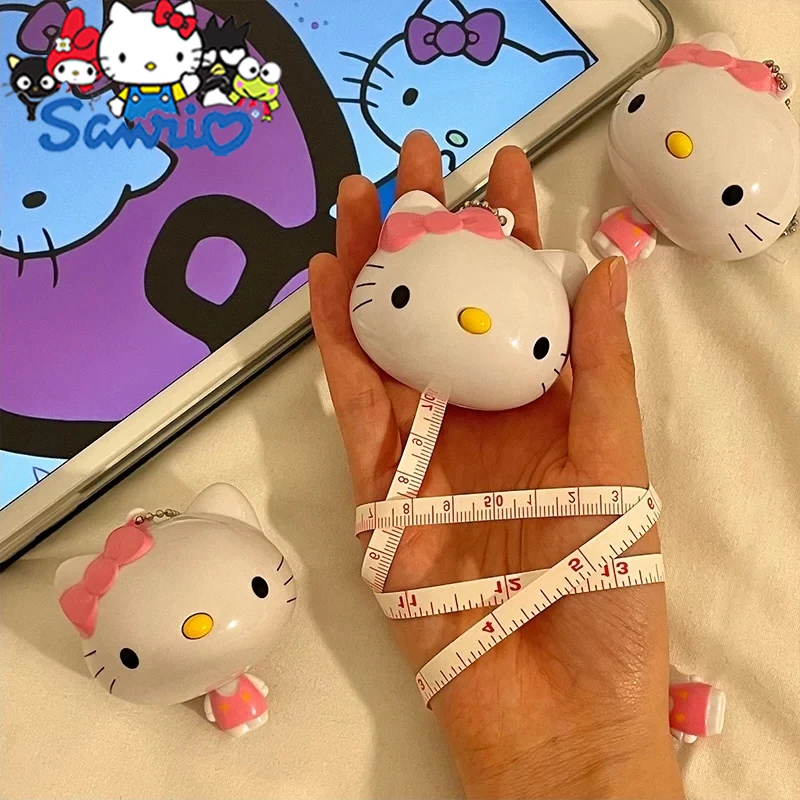 Sanrio Hello Kitty Tape Measure Kawaii Student Girl Cartoon Mini Measurement Bust Waist Hips Soft Measuring Telescopic Ruler