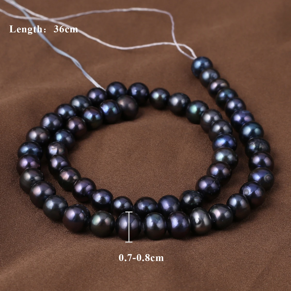 Natural Black Pearl Beads Round Shape 7-8mm Natural Freshwater Pearl Loose Beaded for Making DIY Jewerly Necklace Bracelet