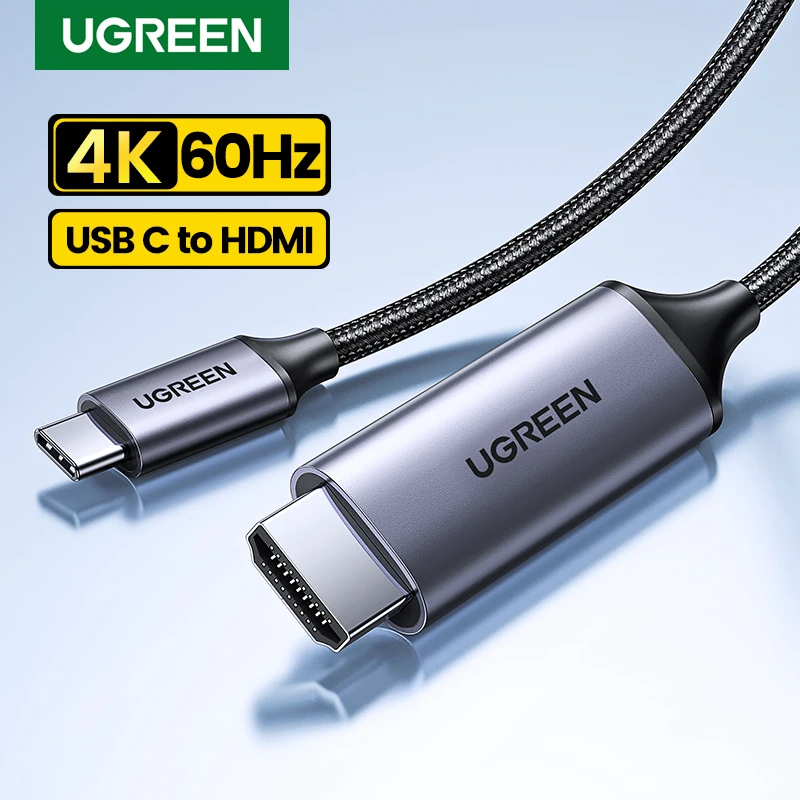 UGREEN-USB C HDMI 케이블 c형-HDMI 4K, 맥북 프로 에어, 아이패드프로, 삼성 갤럭시 픽셀북 XPS HDMI 어댑터 용 TV 변환기