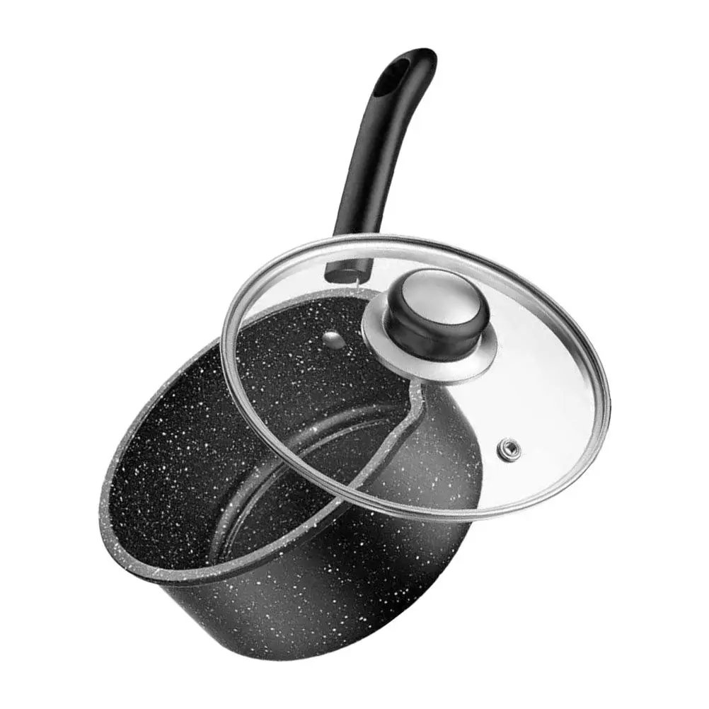 1Set Milk Pot Iron Glass Medical Stone Small Instant Noddle Pot Household Soup Cooking Food Stockpot Iron and