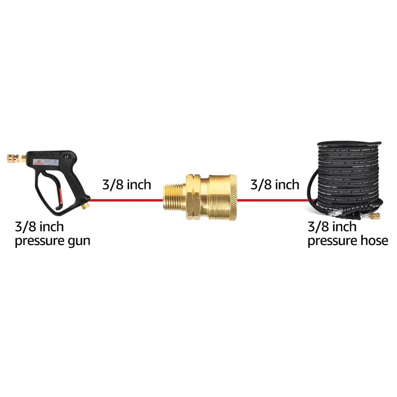 3/8 Inch Male and Female Quick Connector Pressure Washer Adapters Hose Quick Connector Pressure Washer Thread Fittings Coupling