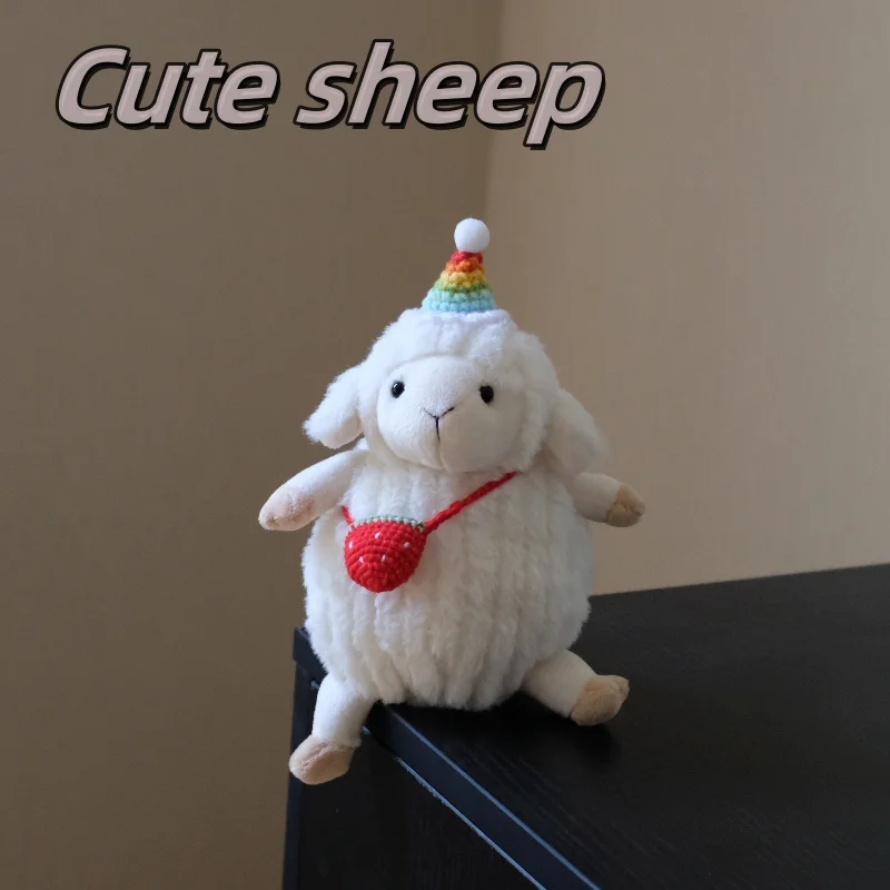 

Genuine Cute Sheep Plush Stuffed Toy Strawberry Bag Mini Warm Companion Doll Soft Gifts For Girlfriend Holiday Birthday Gifts
