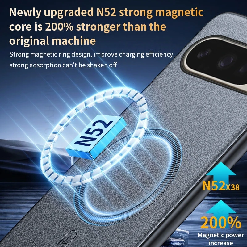 حافظة شحن لاسلكية لـ Magsafe Magsafing لهاتف Google Pixel 10 Pro XL غطاء هاتف جلدي ناعم المصد Pixel 9 Pro XL 8A 9a 10