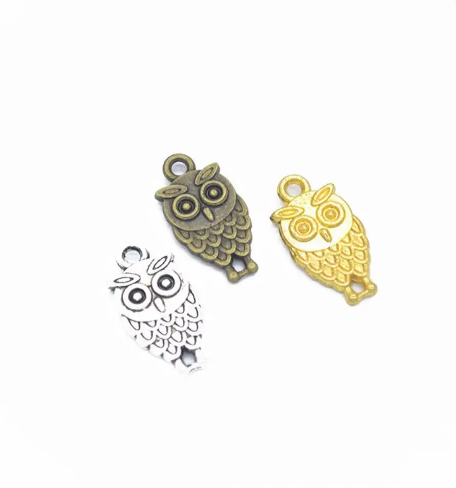 

100pcs Charms Big Eyes Owl 18x9mm Tibetan Bronze Silver Color Pendants Antique Jewelry Making DIY Handmade Craft F0274