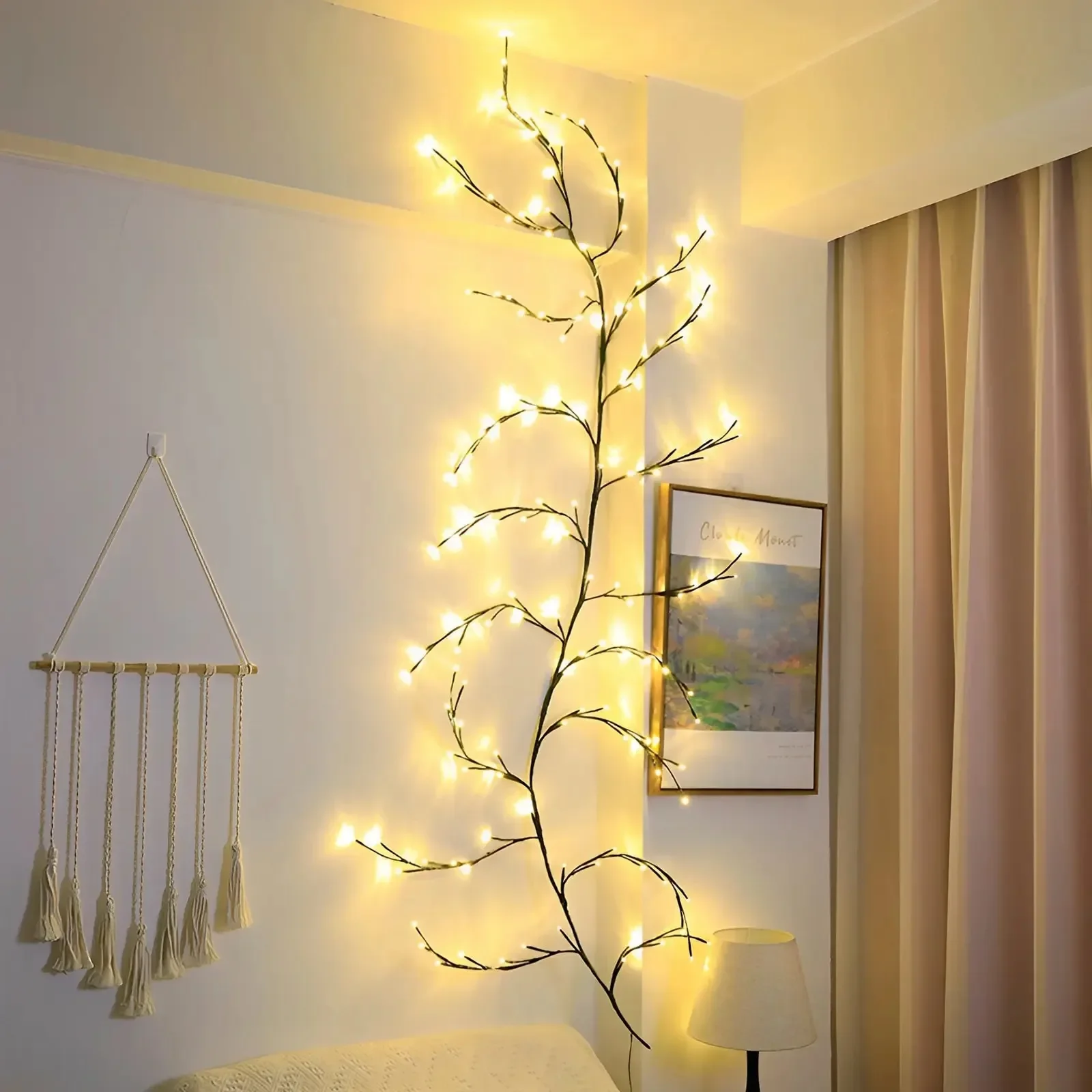 LED String Light Willow Vine Light String USB Plug-in Waterproof Decor Lighting 8 Light Modes for Indoor Holiday Decorations