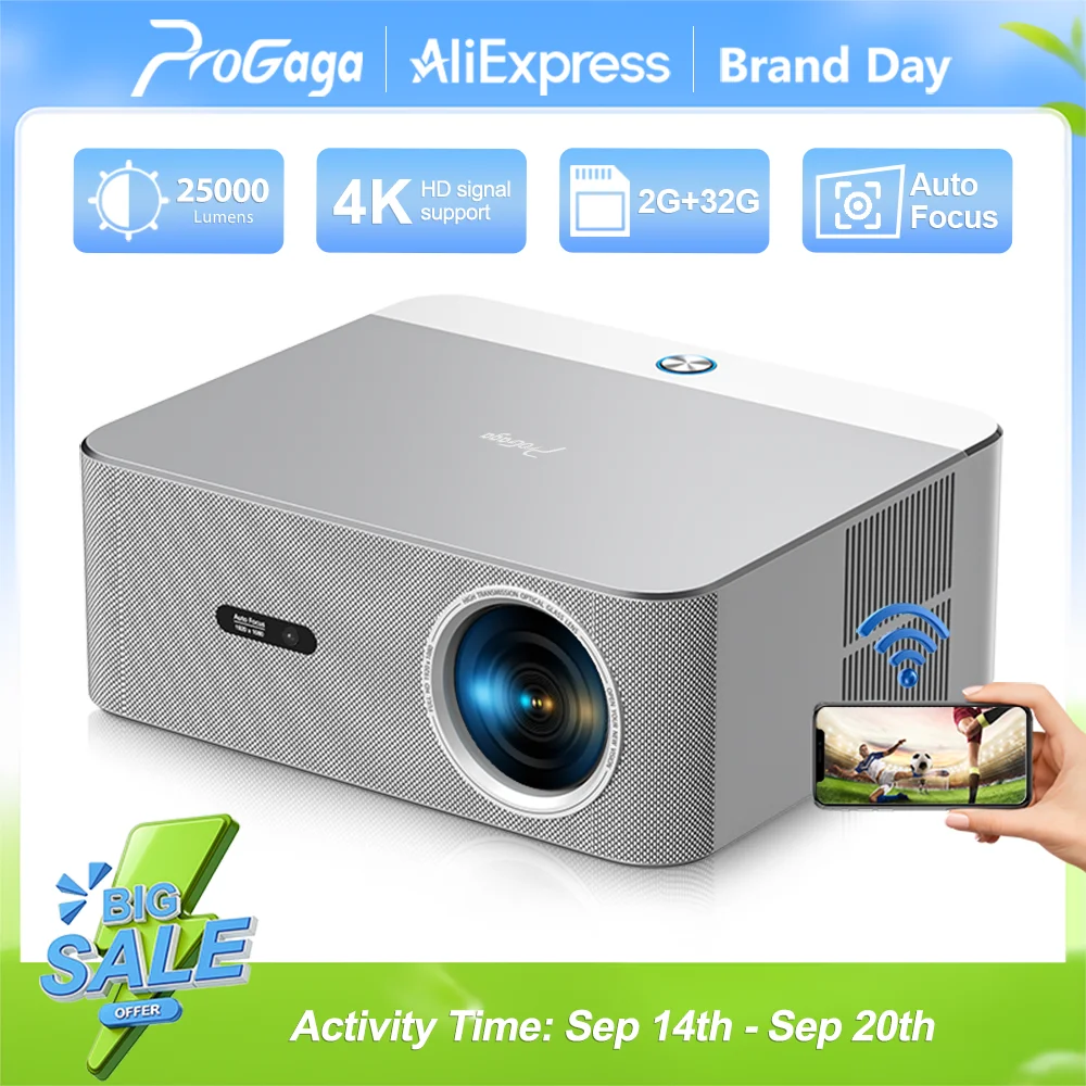 PROGAGA PG610W Full HD 1080P Projector Android 4K WiFi 2G 32G PG610W Beamer Home Theater Meeting Game Video Projector