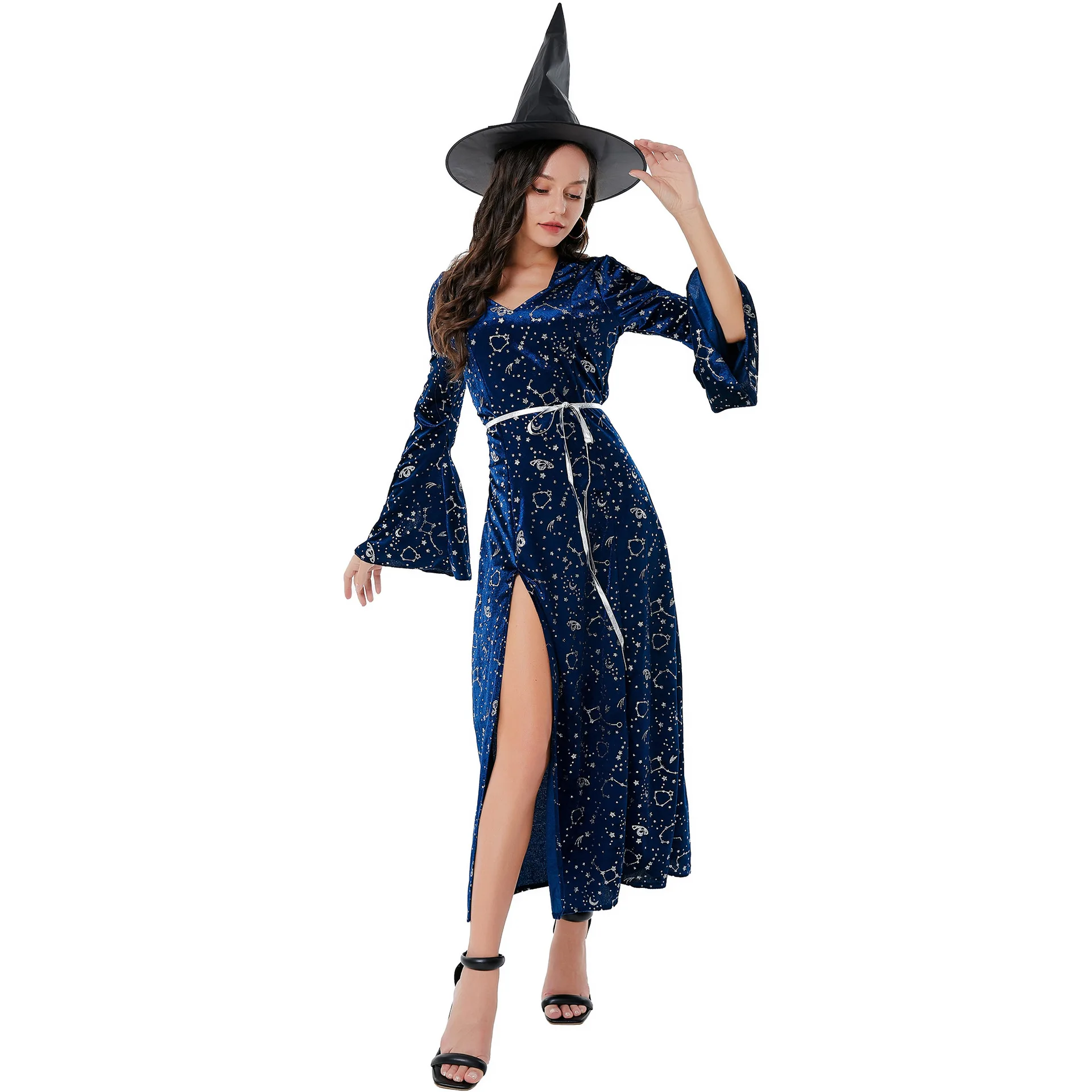 loween Witch Cosplay Adult Role-plang Clothes Stage Performance Evil Witch Long Skirt Ethnic Costume Women's Faion
