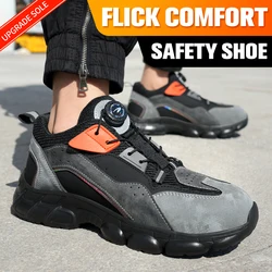 Rotating Button Work Safety Boots Mens Steel Toe Shoes Anti-smashing Anti-piercing Industrial Protective Work Safety Shoes