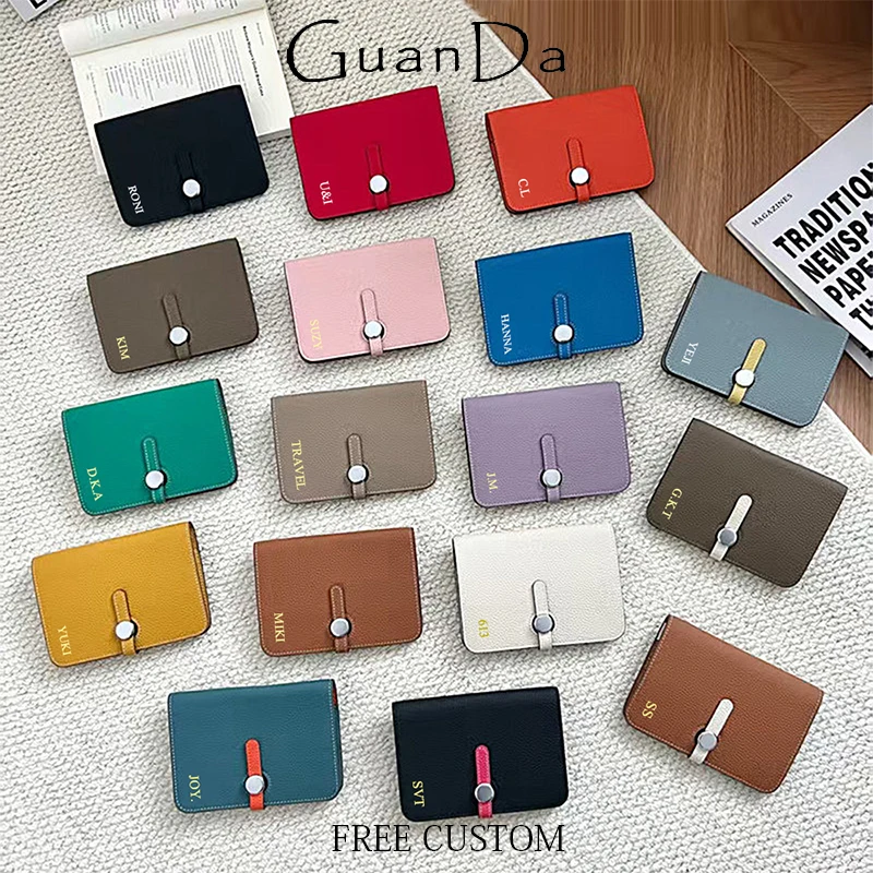 Luxury Fashion Lady Real Leather Passport Wallet Custom Name Cowhide Woman Travel Passport Holder Versatile Coin Purse Card Bag