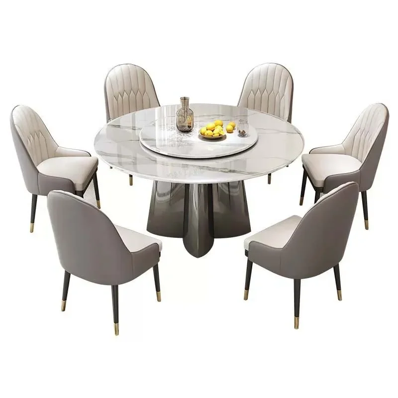 Modern High Quality Marble Top Stainless Steel Base Big Dinner Room Table Set Family Round Dinner Table