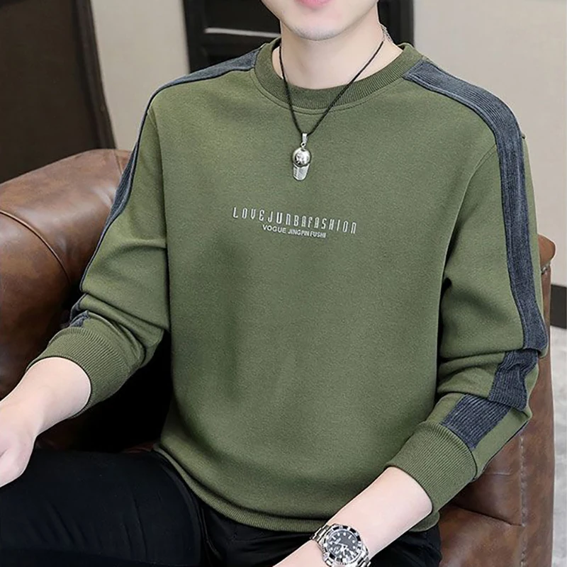 

Fashion O-Neck Spliced Printed Letter Casual Sweatshirts Men's Clothing 2024 Autumn New Loose All-match Tops Korean Sweatshirts