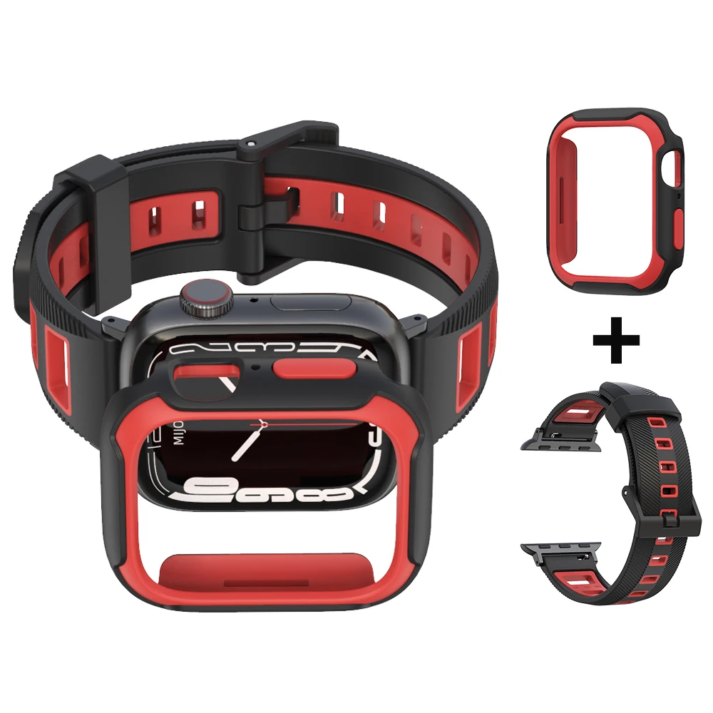 Case + Strap for Apple Watch Series 7 6 5 4 SE 45mm 41mm 44mm 40mm Screen Protector Cover with Bracelet iWatch Accessories