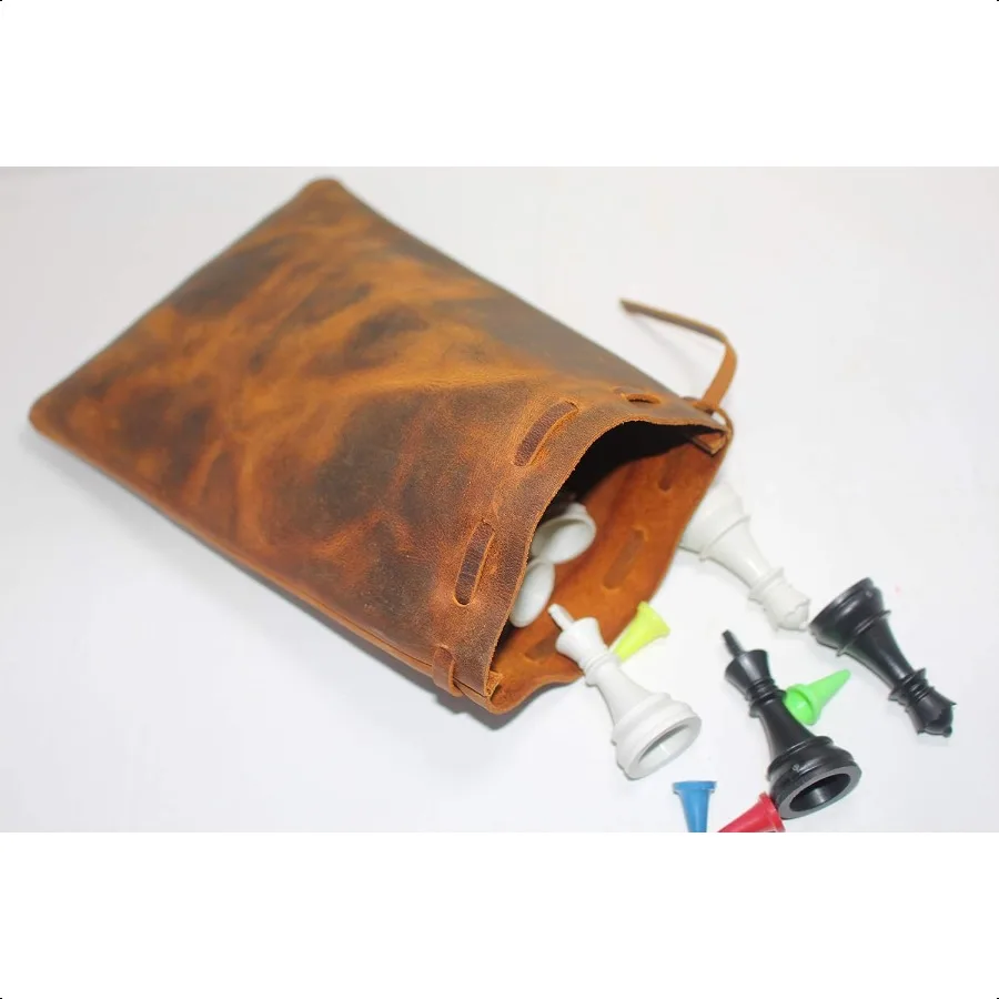 Bolsa de couro com cordão multiuso bolsa de cintura de moeda medieval