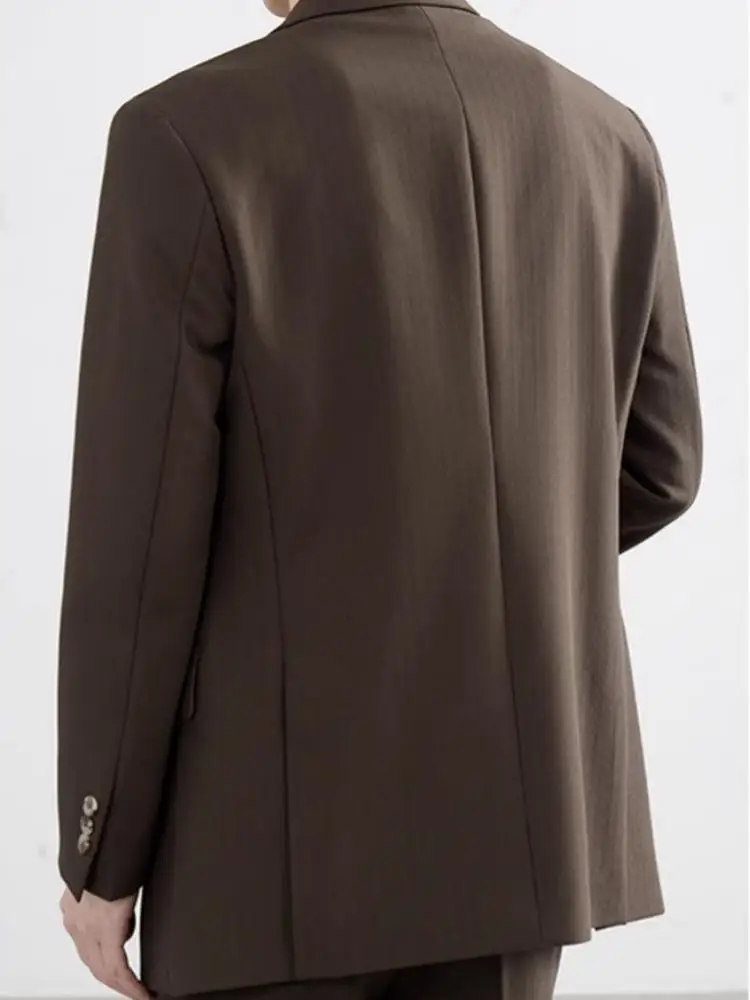 British Style Office Men Blazers Pants Two Piece Set Slim Solid Color Business Casual Male Suits Sets