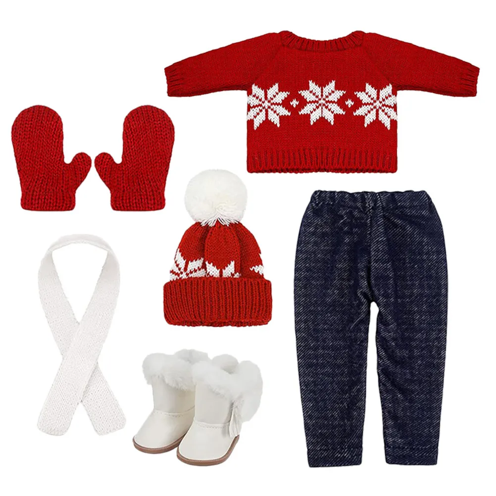 

1Set Miniature Christmas Outfit Set for Festive Knit Sweater Scarf Hat Ensemble Holiday Dress Up Accessory Collection