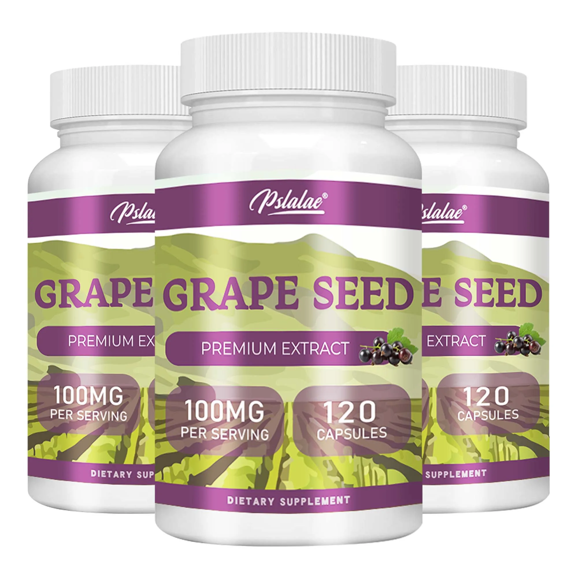 Grape Seed - Eliminate Facial Wrinkles, Brighten Skin Tone, Dark Spots Remover, Antioxidant, Allergy Relief - 120 Capsules