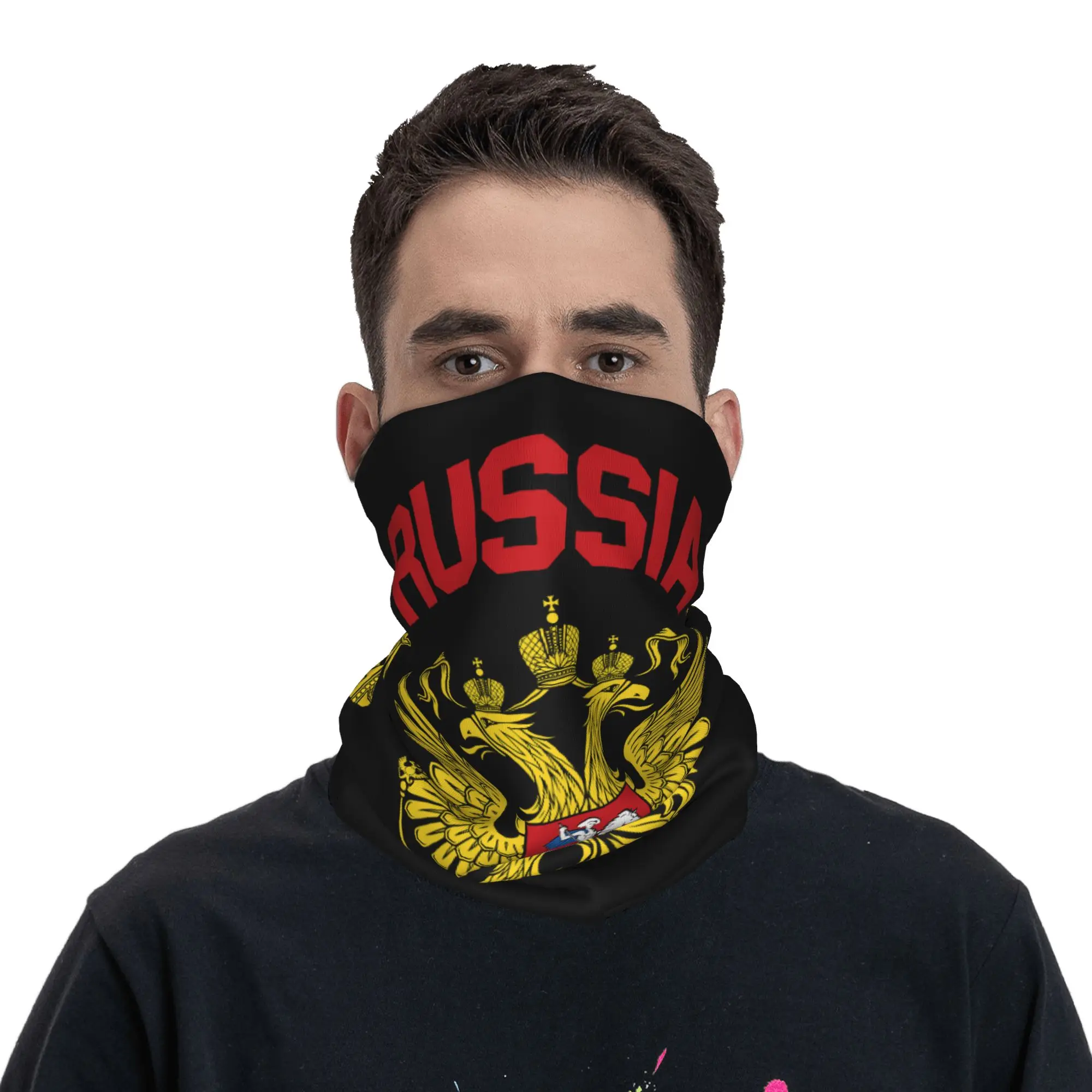 Russian Empire Coat of Arms of Russia Bandana Neck Gaiter UV Protection Face Scarf Cover Women Men Eagle Headwear Tube Balaclava