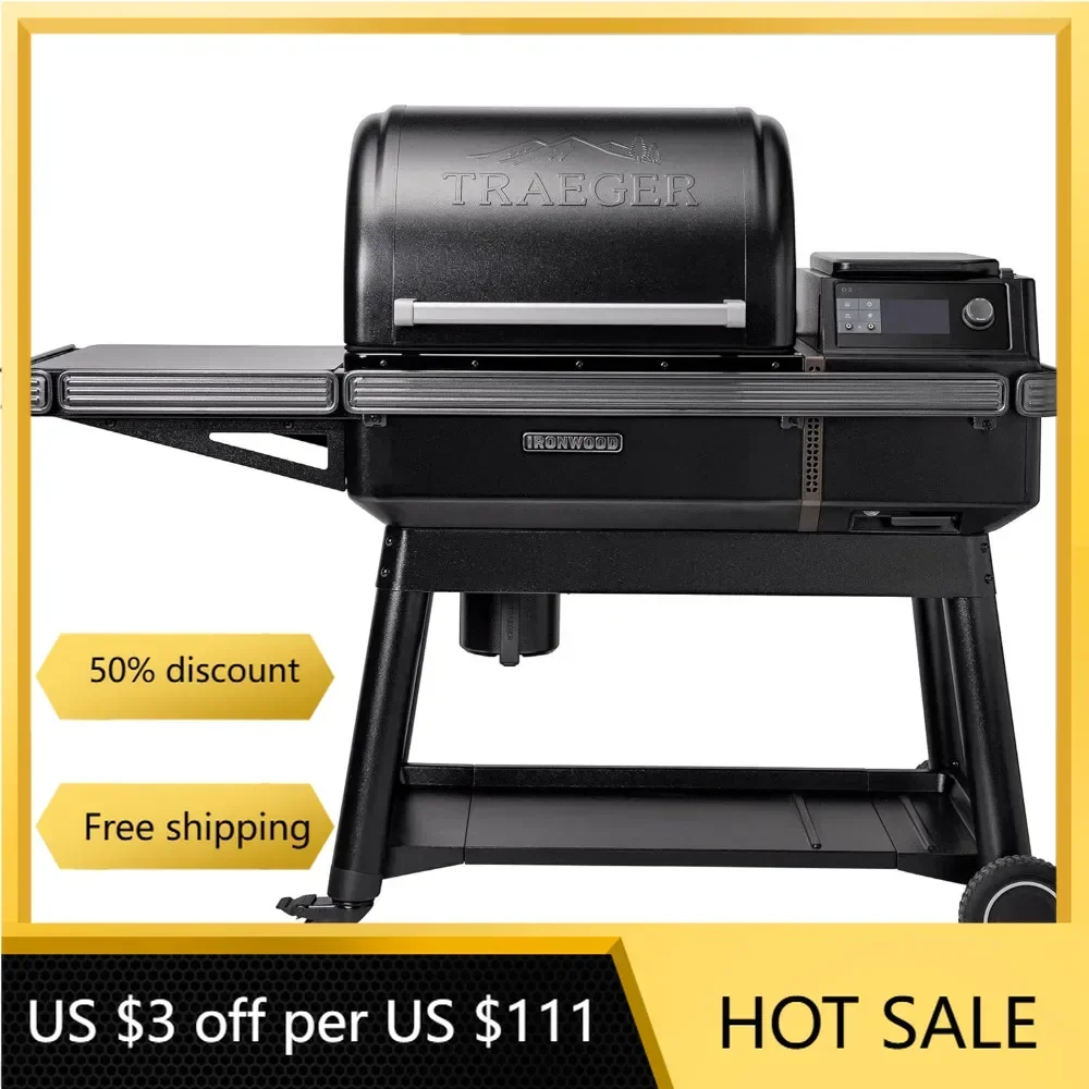 Grill Ironwood Electric Wood Pellet Grill and Smoker,616 Square Inches Cook Area,6 in 1 BBQ Grill with WiFi and app connectivity