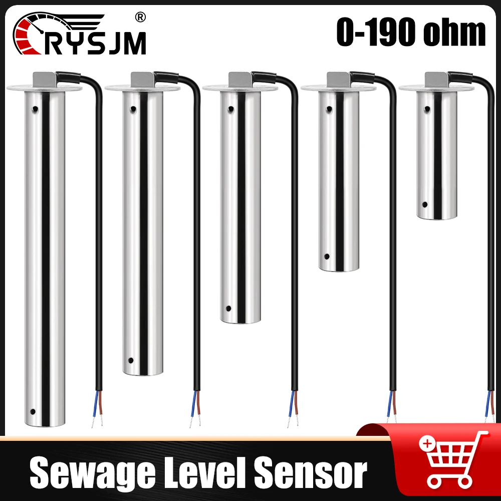 

0-190ohms Sewage Level Sensor Tank Meter Gauge Sensor 100-500mm Waste Level Sensor Customizable Size Stainless Steel Sensor