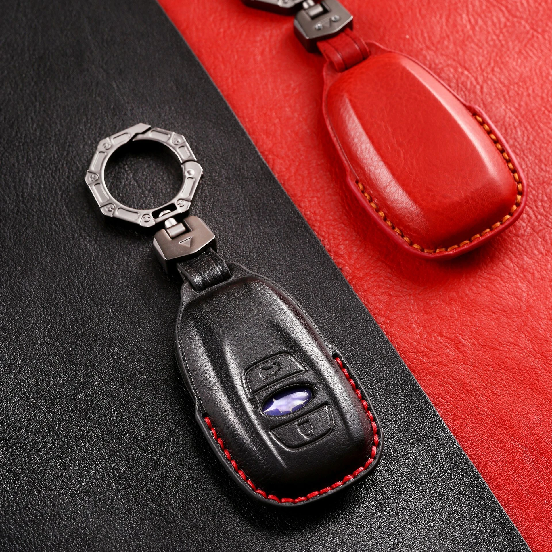 3 4 Bottons Leather Car Key Fob Case Cover for Subaru BRZ Forester Legacy Outback WRX STI Impreza XV Crosstrek Car Accessories view 2