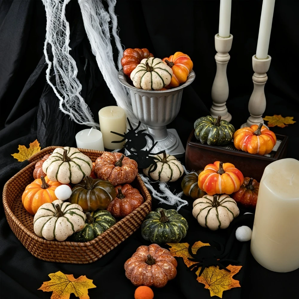 21pcs Fall Mixed Artificial Pumpkins Artificial Plants for Home Decor Wedding Party Decorations for Farmhouse Holiday
