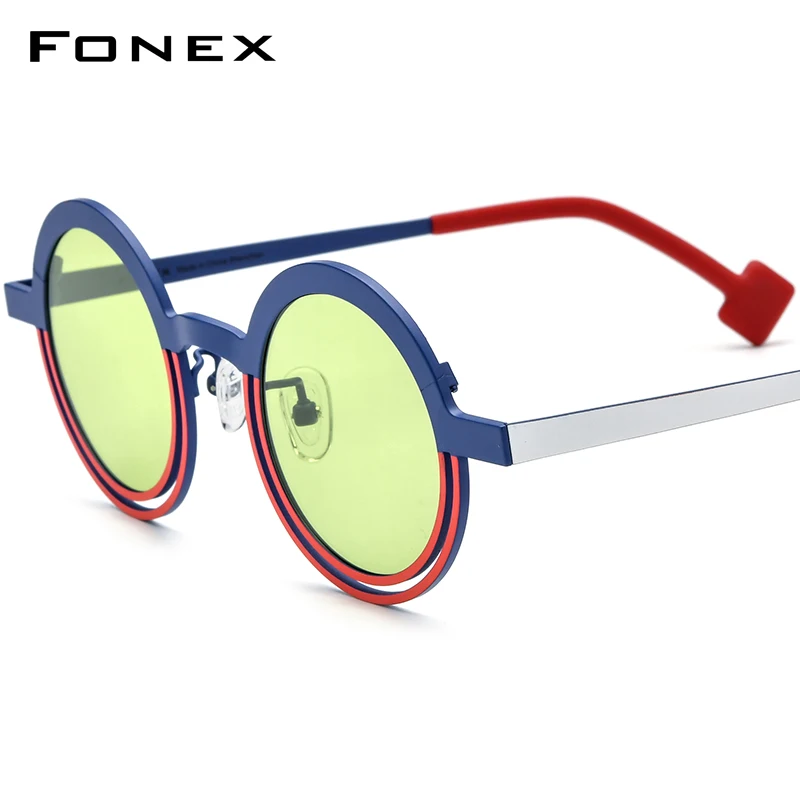 FONEX Titanium Sunglasses Women 2024 New Men Vintage Retro UV400 Round Polarized Sun Glasses for Men Shades F85822T