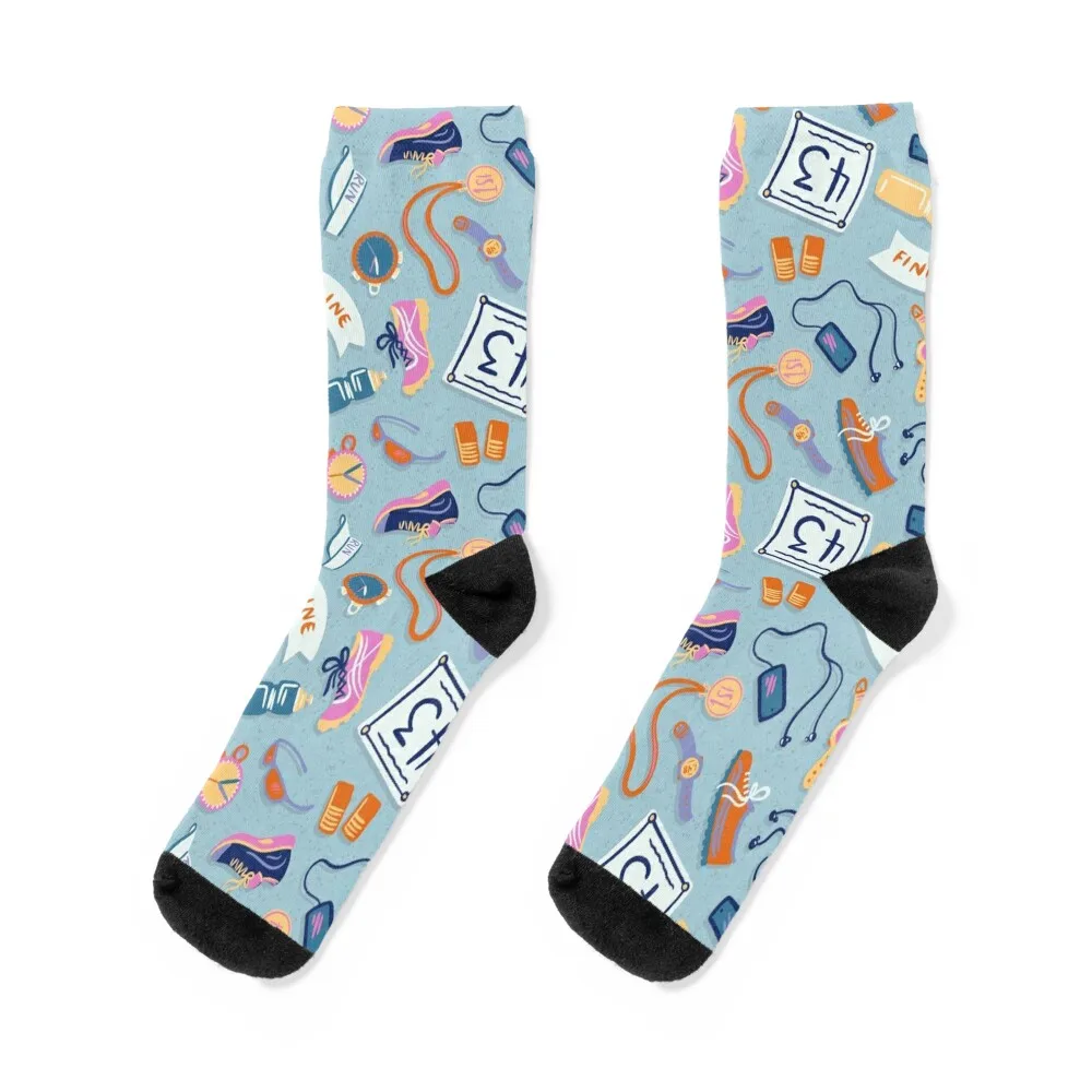 Marathon Runner Repeating Pattern Socks Soccer Crossfit ankle Stockings man Women Socks Men's