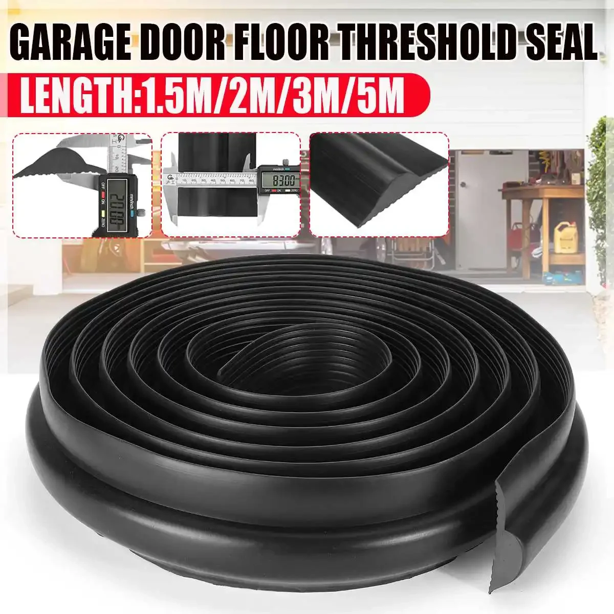 1.5M/2M/3M/5M 83x20mm Garage Threshold Door Weather Rubber Seal Strap Floor Seal Waterproof Dustproof Special PVC Rubber Strip