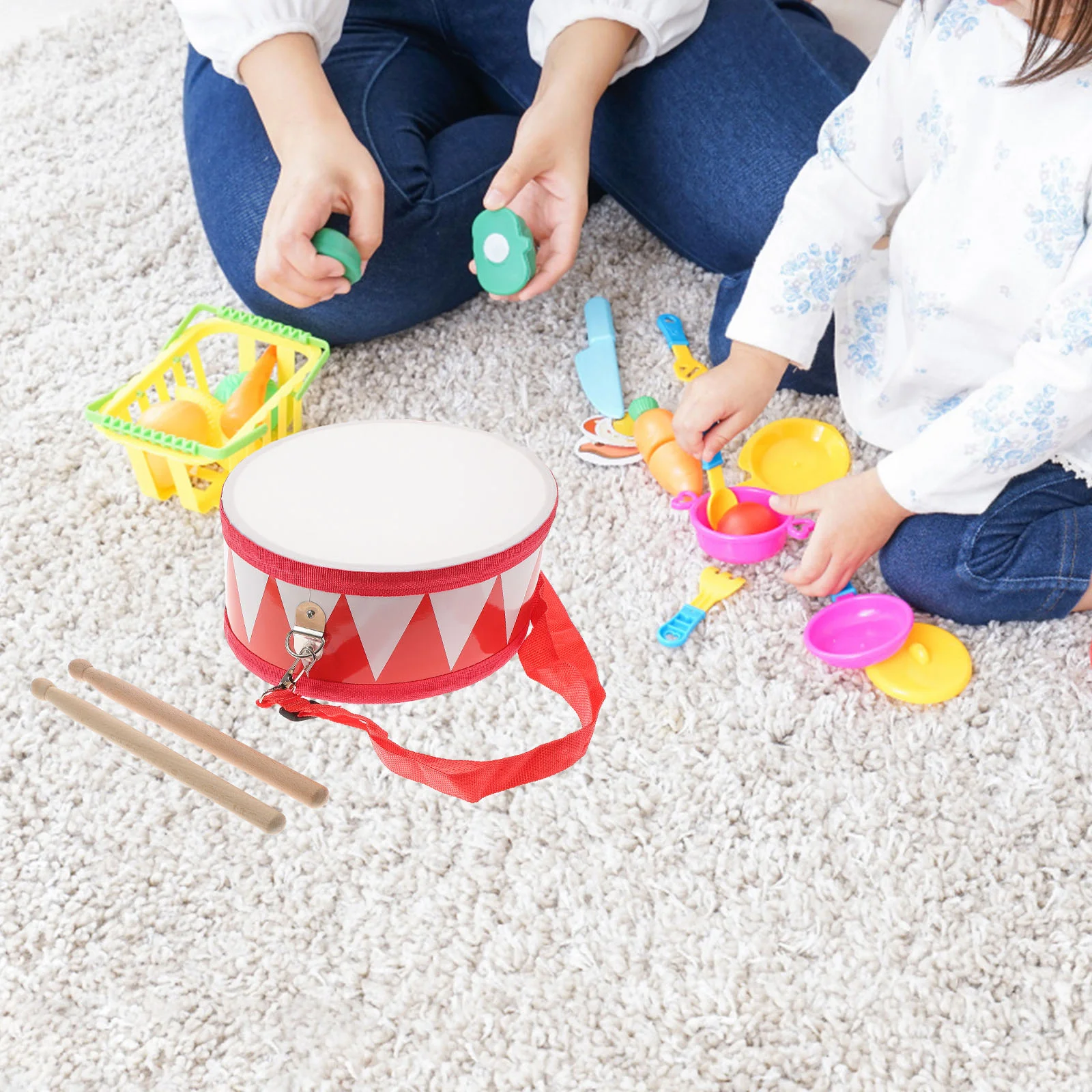 Snare Childrens Toys Musical Kids Drum for Percussion Toddler Instruments Nylon Baby Educational Wooden