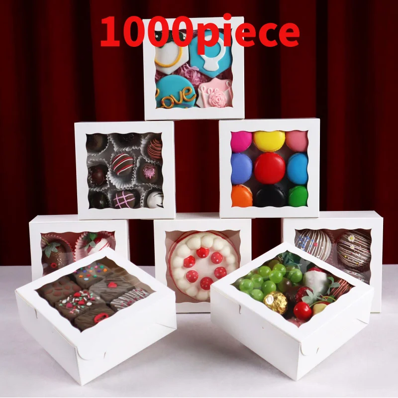 10 00piece.Custom.Customized Disposable White Tall Bakery Box With Window Party Wedding Reusable Cake Container