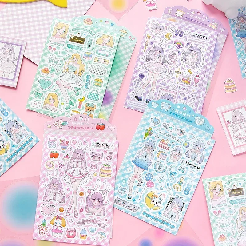 2pcs Fairy Tale Stickers Sweet Style Girl Two Dimensional Cartoon Diy Handbook Guka Decorative Stickers