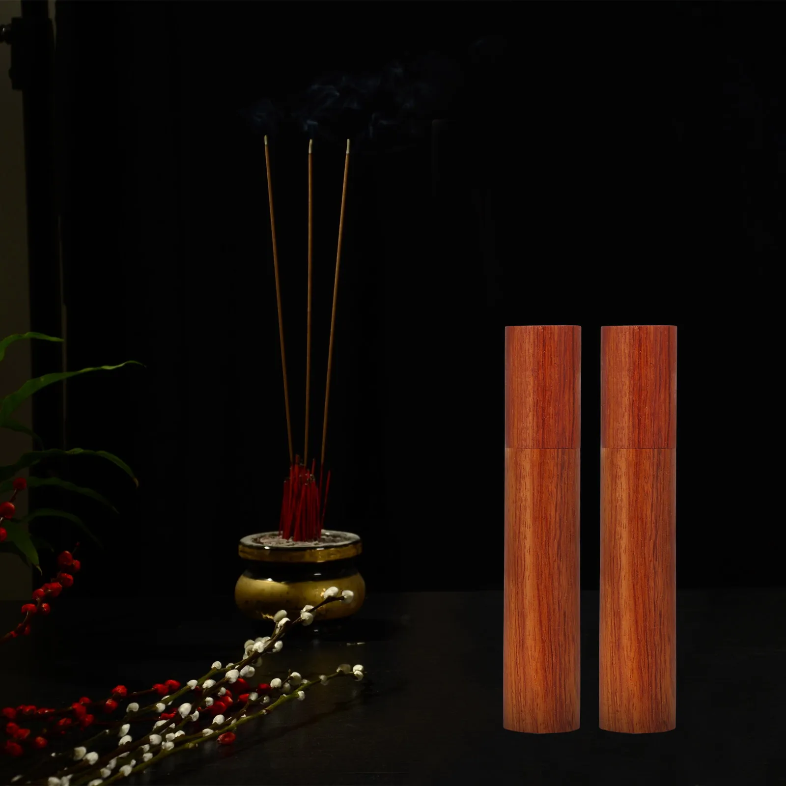 

2pcs Incense Storage Tube Wooden Container 10g Short Size Craftsmanship Lightweight Portable Safe Sealing Cover Natural