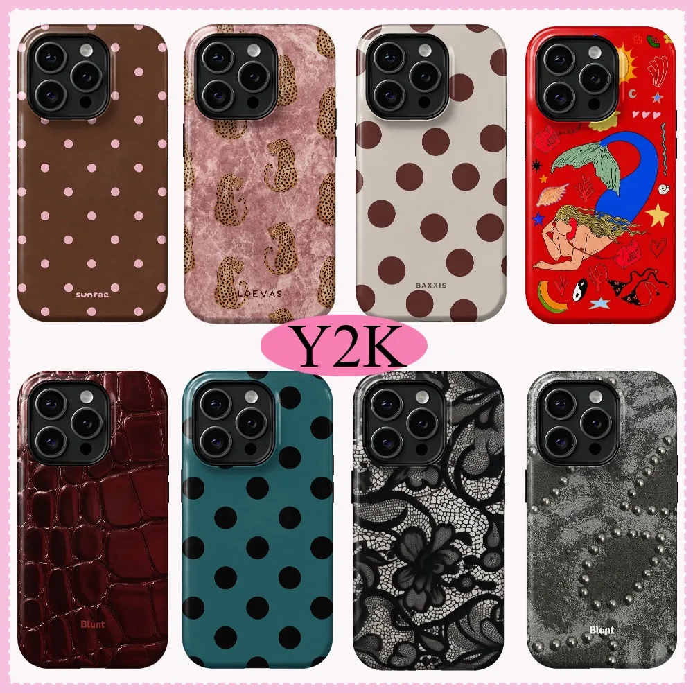 Retro Polka Dots Art Phone Case for Samsung Galaxy S20 S22 S23 S24 S25 S26 FE Plus Ultra 4G 5G Luxury Double-layer Cover