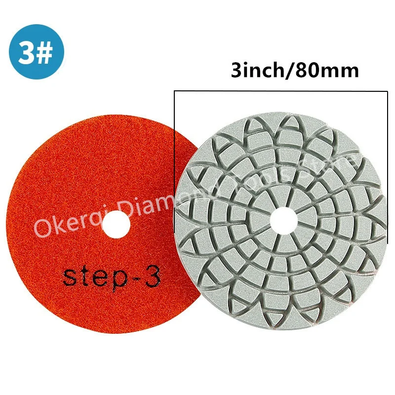 3 Stück 3-Stufen-Polierpads 3 Zoll / 4 Zoll / 5 Zoll Nass-Polierpad für Beton, Granit, Marmor, Stein, Schleifscheiben, Polierwerkzeug – Detail 4