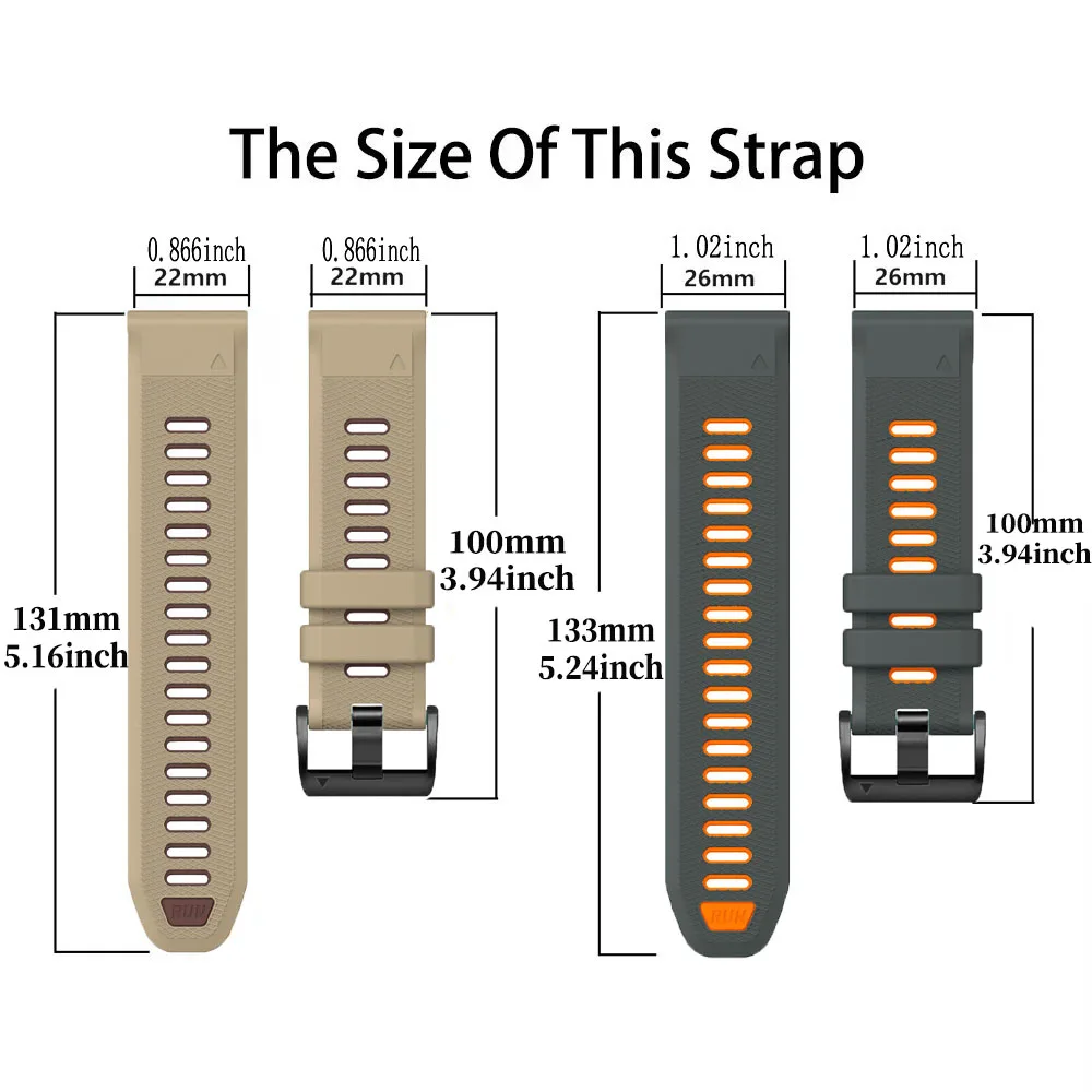 Sport Silicone QuickFit 22mm 26mm Strap For Garmin Tactix 8/Delta/Bravo Descent MK2i MK3i,Instinct E 3 2X Crossover Watch Band