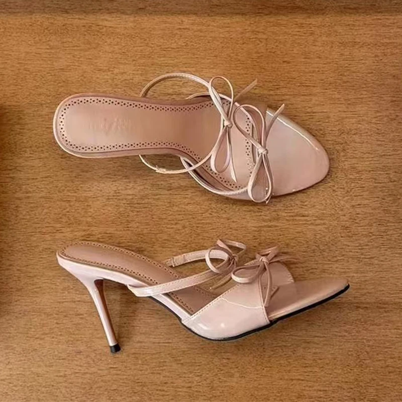 Sexy High Heels Slippers Bow Women Luxury Shoes Fashion Elegant Sandals Pumps Dress Slides Party Trend Mujer Sandalias view 3