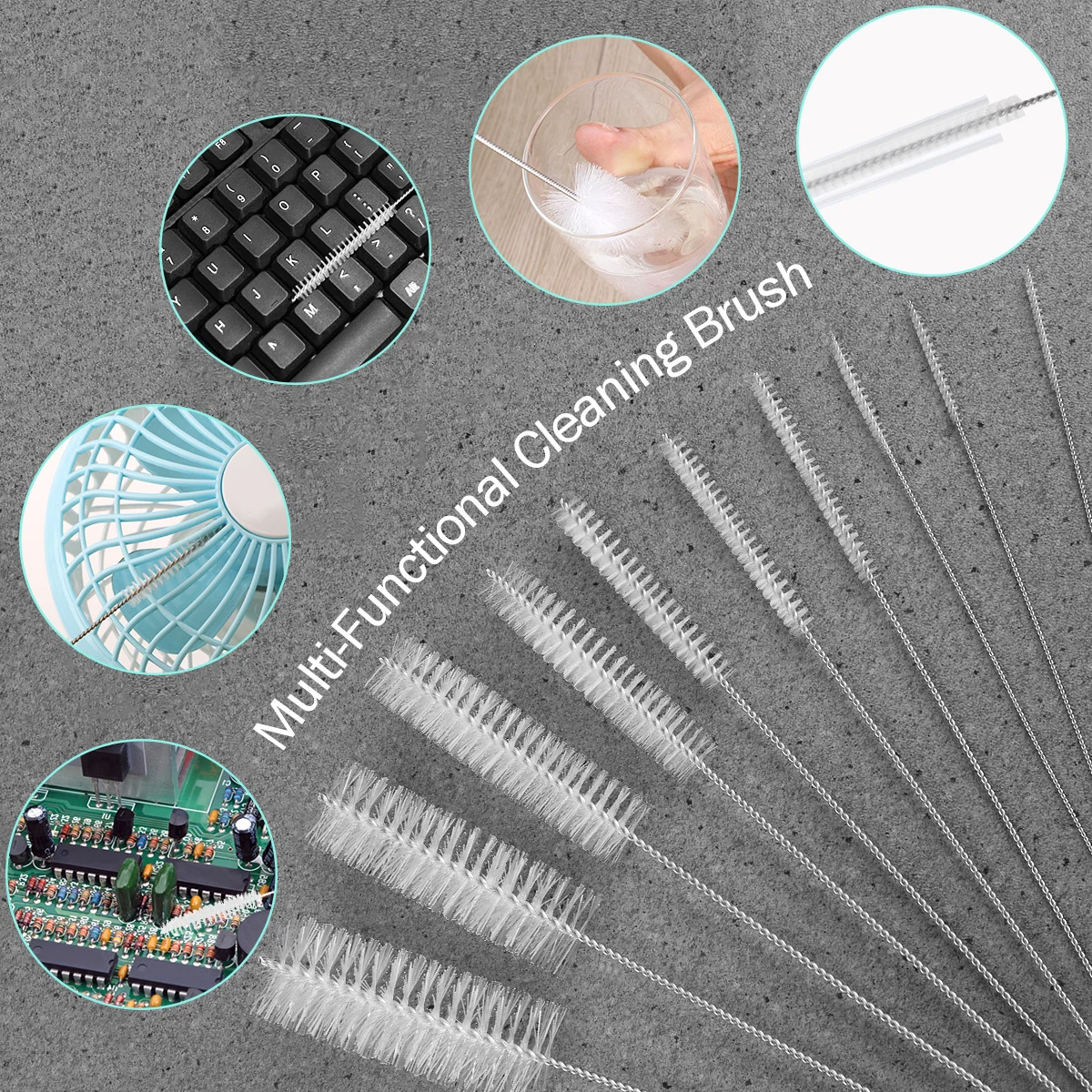 

10Pcs Multi Size Tube Brushes 2Mm to 24Mm Nylon Cleaning Brush for Straws Pipes Keyboards Tools