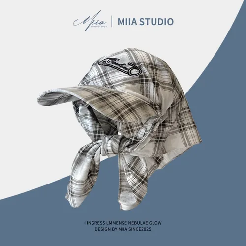 Imagen 2 del producto Moda coreana, gorros para la cabeza a cuadros a juego, tendencia de verano para hombres, protector solar, Bordado de letras personalizado, sombreros para el sol para mujeres