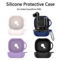 Silicone Case with Carabiner Full Body Protective Cover Shockproof Portable Cover for Anker Soundcore P40i Earbuds Charging Case
