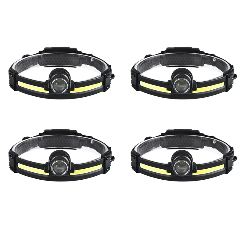 ABRE-4X Sensor Headlight Led Light Outdoor Strong Light Zoom Floodlight COB Head-Mounted Fishing Light Running Headlamp