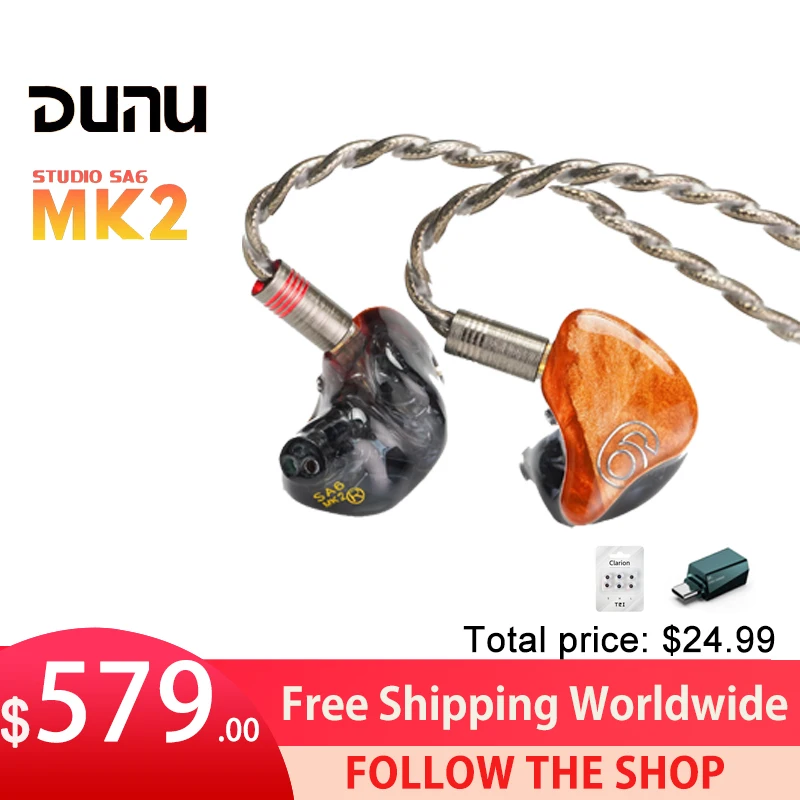 

DUNU SA6 MKII / MK2 6BA In-Ear Monitors IEMs 6 Balance Armature Drivers Earphones 2 Tuning Switch Solid Wooden Covers Headphone