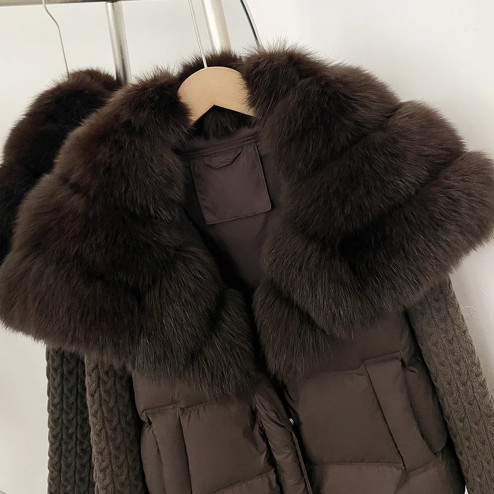 OFTBUY Neue Wintermode Daunenjacke für Damen, Kurze Warme Jacke mit Natürlichem Fell, Echter Fuchspelz-Mantel, Lässige Damenbekleidung – Detail 11