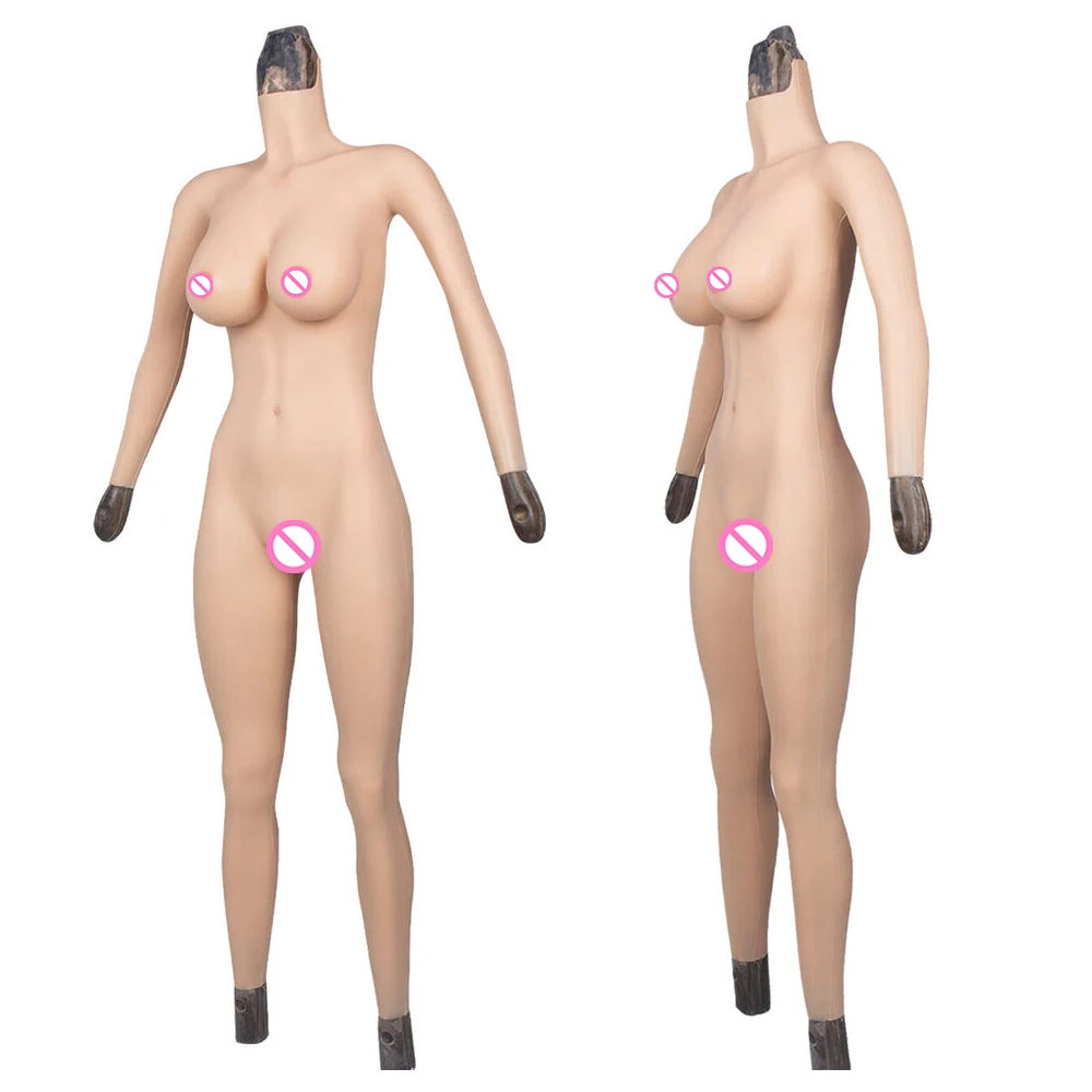 Artificial Breast Forms Fake Vagina Silicone Bodysuit with Arms for Crossdresser Transgender Sissy Shemale Crossdressing Cosplay