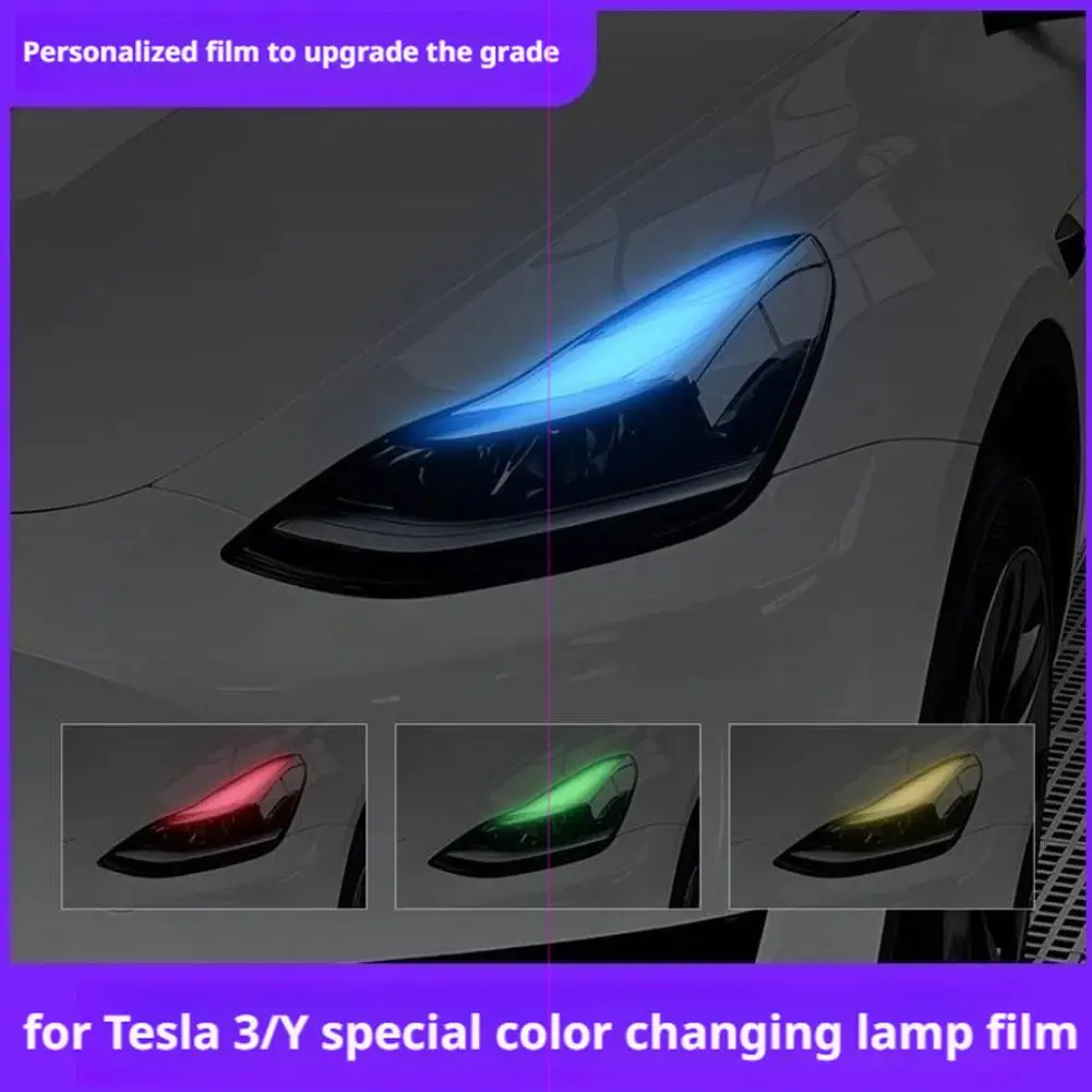 For Tesla Y Headlight Tint Vinyl Wrap Kit - DRL Daytime Running Light Color Change Film, Decorative Modification Sticker