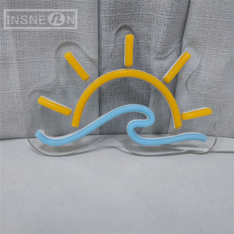 Wave Sunset Neon Sign LED Sun Ocean Sunrise Sea LED Neon Light Home Wall Decor Living Room Beach Bar Decoration Personalize Gift