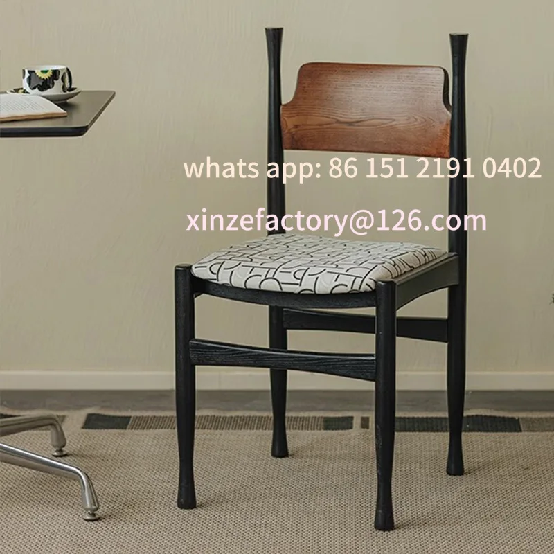 

Customizable Dining Chair Living Room Home Modern Simple Solid Wood Dining Table and Chair Light Luxury Premium Soft Bag Back
